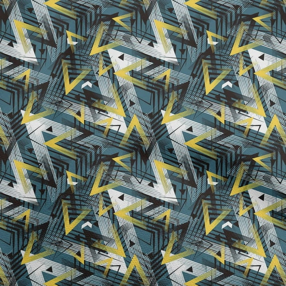 oneOone Cotton Poplin Teal Blue Fabric Geometric Quilting Supplies Print Sewing Fabric By The Yard 56 Inch Wide