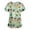 01-Green, variant on Scrubs for Women,V-Neck Scrub Tops with Floral Print - 2-Pocket Stretchy Scrubs with Convertible V-Neck - Beige - XXXL