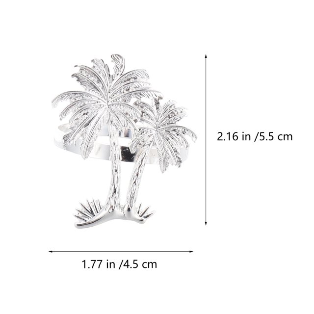 4pcs Stylish Creative Electroplated Delicate Coconut Palm Tree Durable Napkin Rings Napkin Buckles Napkin Rings Decor for Banquet Restaurant Party