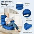 thumbnail image 3 of Kadyn Floor Chair with Adjustable Headrest, Lounge Chair with Armrests and Pillow, Adjustable Folding Sofa Chair with 6 Position Stepless Back-Blue, 3 of 6