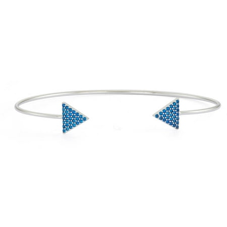 Simulated Sapphire Sterling Silver Arrow Bangle