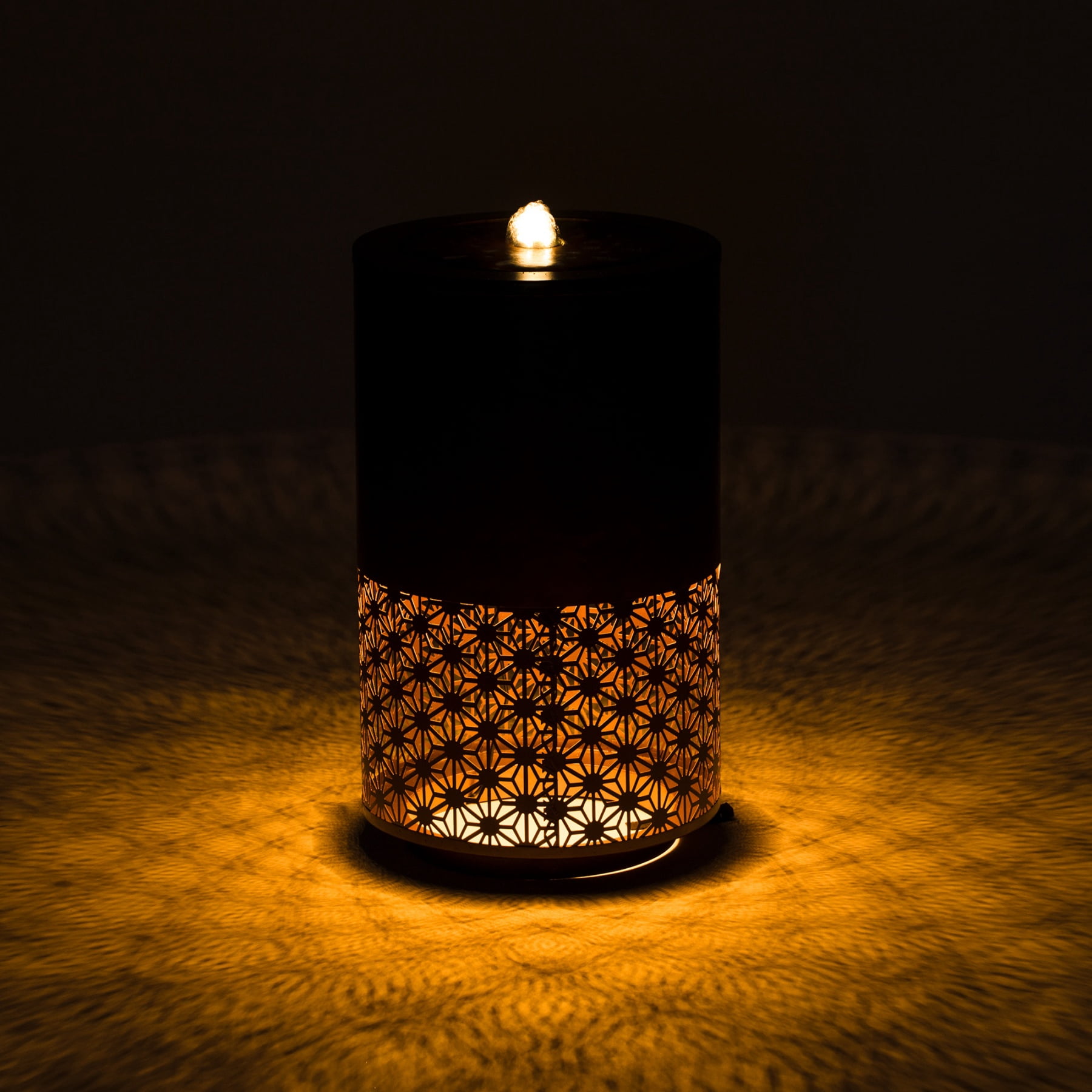 20.87'' H Brown Metal Cutout Outdoor Water Fountain with LED Lights, Modern Freestanding Candle Style Water Feature for Patio Backyard Decor,Brown
