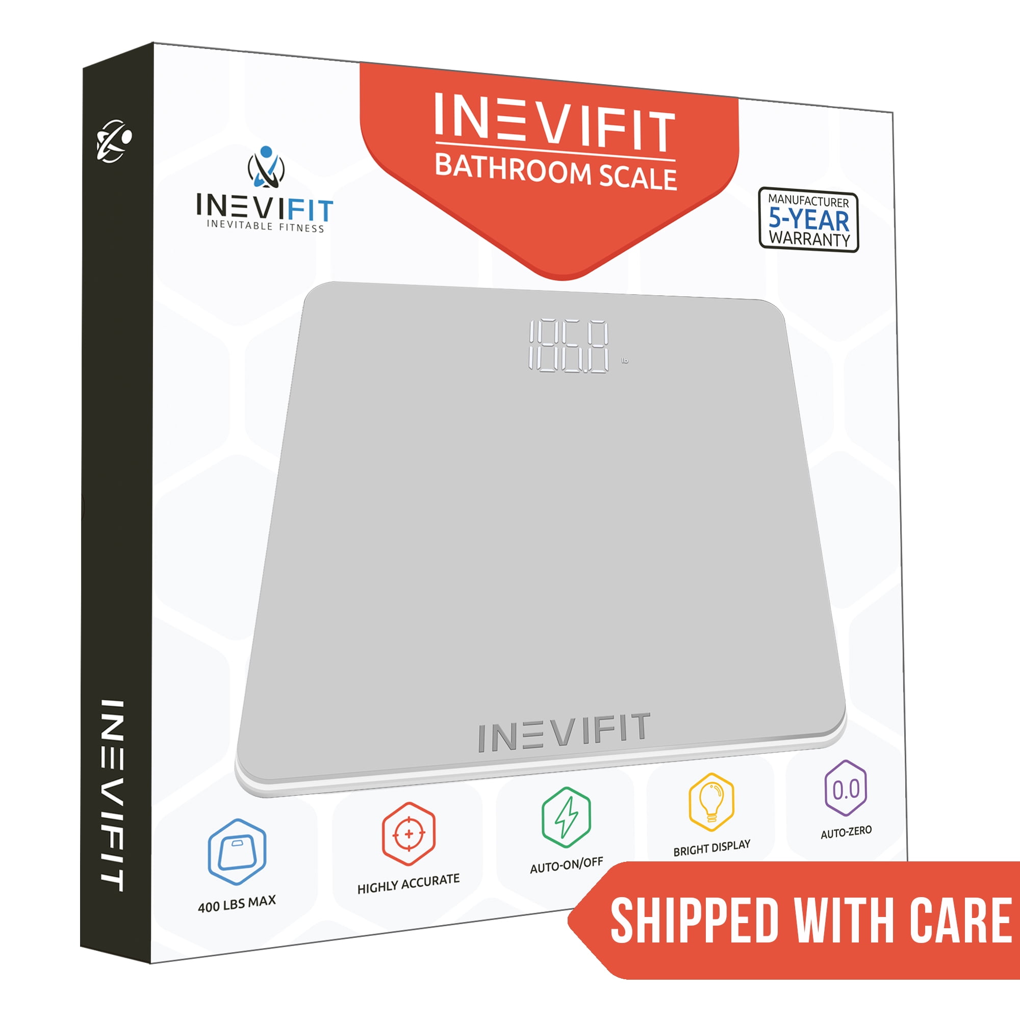 INEVIFIT Bathroom Scale, Highly Accurate Digital Bathroom Body Weight Scale, Precisely Measures Weight up to 400 lbs - Silver