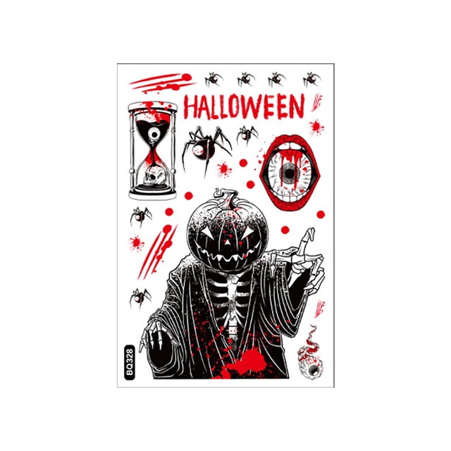 Clearance! Halloween Stickers Non Fading Window Clings Scary Handprint Blood Floor Decals Party