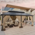 thumbnail image 4 of ASJMR 12x20 FT Hardtop Gazebo Double Roof with Metal Frame,Outdoor Pavilion with Curtains and Nettings,Garden Tent For Courtyards Backyards Decks Grass,Sand, 4 of 8