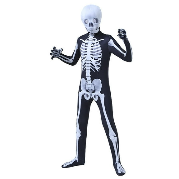 Binhe Kids Hall-woeen Themed Suit Kids Karate Skeleton Bodysuit Bones Hall-oween Bony Jumpsuit Autumn and Winter Long Sleeves Fun Parties and Gatherings