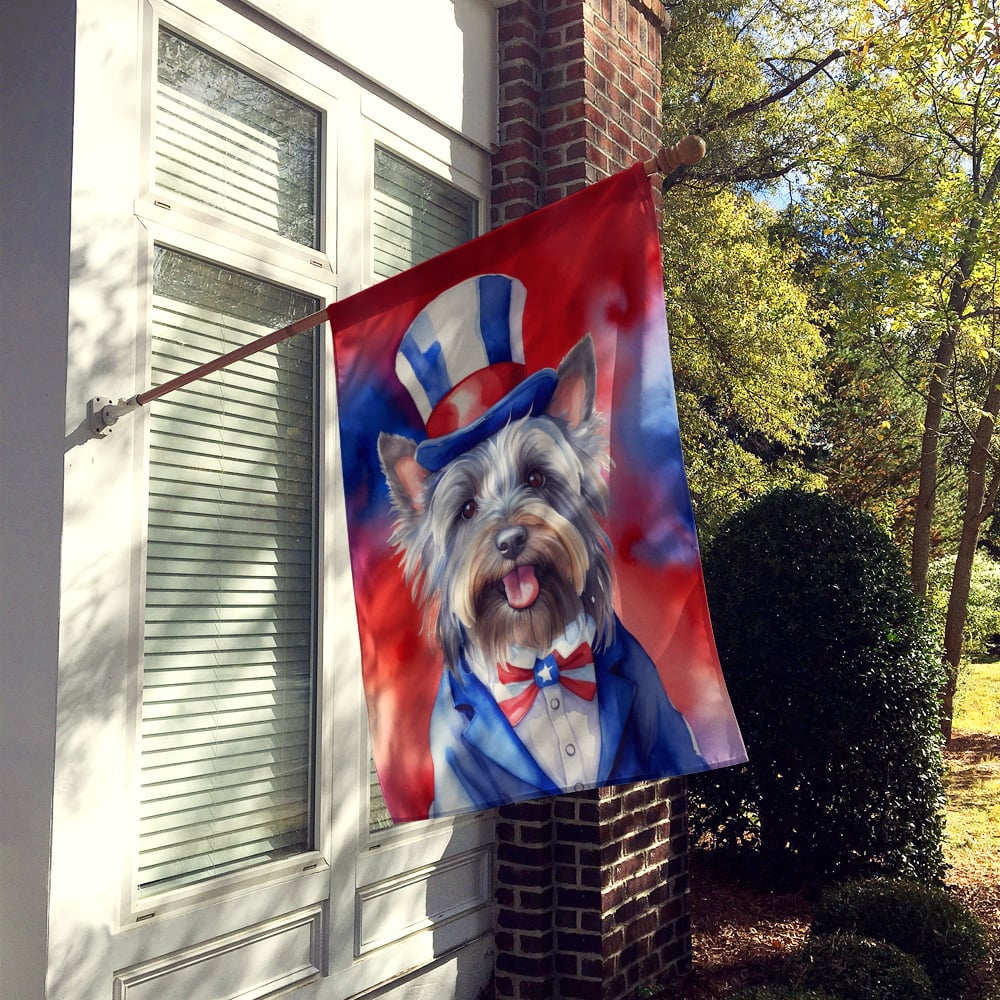 Skye Terrier Patriotic American House Flag 28 in x 40 in