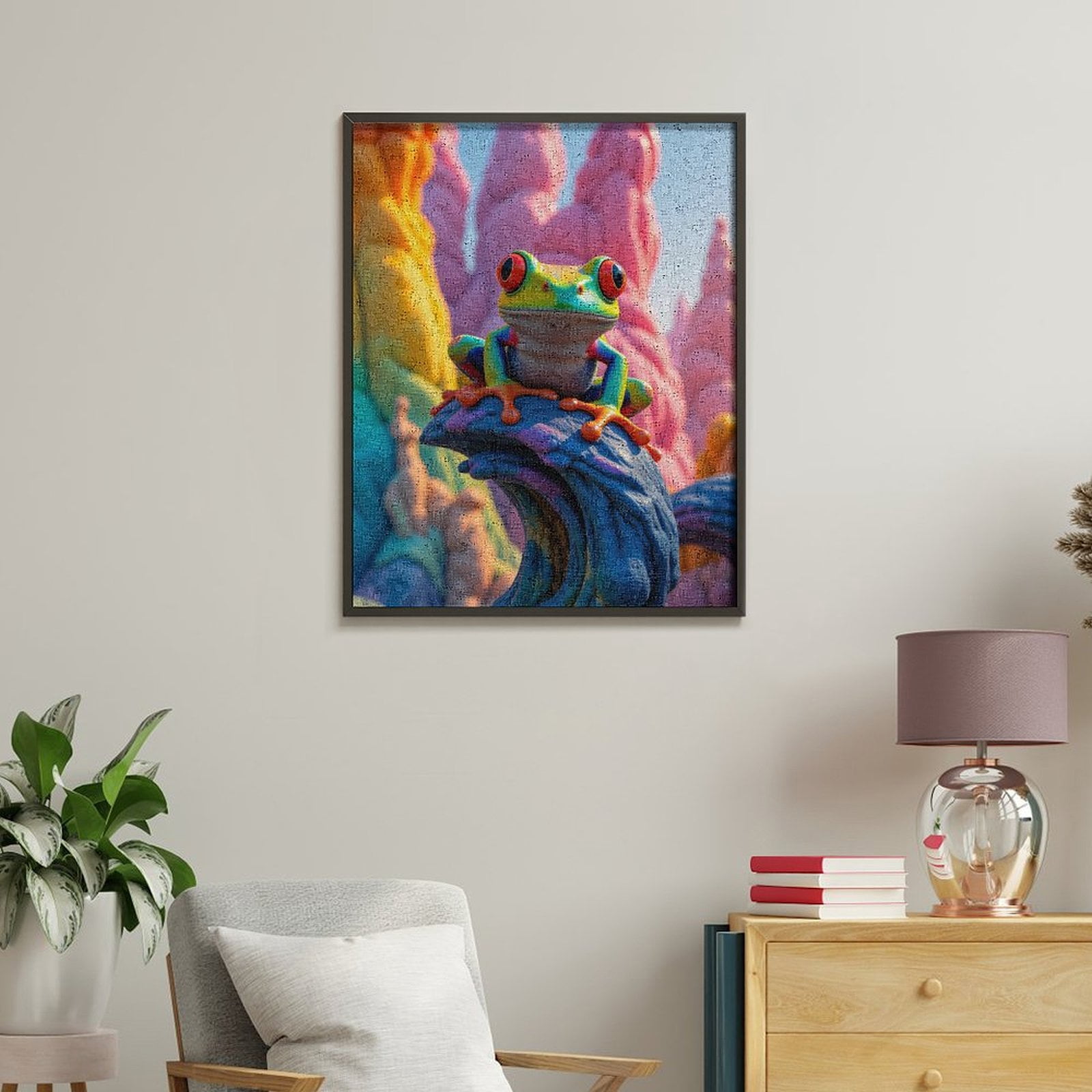 Paint By Numbers Kit for Adults Beginner - DIY Vivid Frog On Colorful Rock Formation Canvas Painting Kits for Adults, Frameless Paint By Number for Adults for Home Wall Decor 16x20 Inch