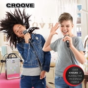 Croove Bluetooth Rechargeable Karaoke Machine with 2 Microphones and Flashing Disco Lights (Black)