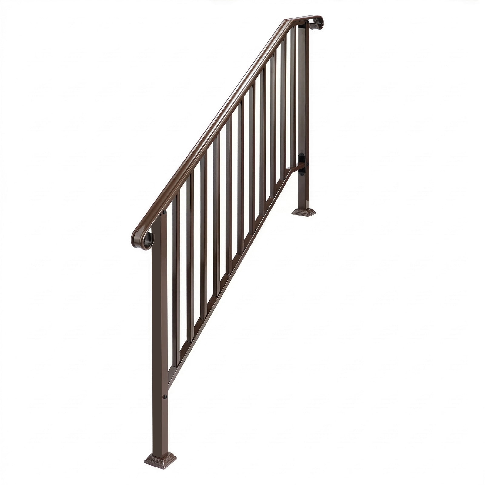 Copper Galvanized Iron Stair Handrail Curved Step Railing Fit 4-5 Steps Outdoor Garden Steps Non-Rust Powder Coated Safety Picket Rail With Installation Hardware