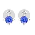 thumbnail image 2 of Dazzlingrock Collection 3mm Round Tanzanite & White Diamond Pushback 2 Stone Stud Earrings for Women (0.05 ctw, Color I-J, Clarity I2-I3) in 925 Sterling Silver, 2 of 4