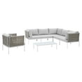 thumbnail image 2 of Modway Harmony 7-Piece Sunbrella? Basket Weave Outdoor Patio Aluminum Sectional Sofa Set in Tan Gray, 2 of 10