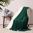 thumbnail image 2 of Moonlight20015 Sherpa Blanket Fluffy Plush Couch & Travel Blanket Reversible Throw Size Emerald Green Color, 2 of 8