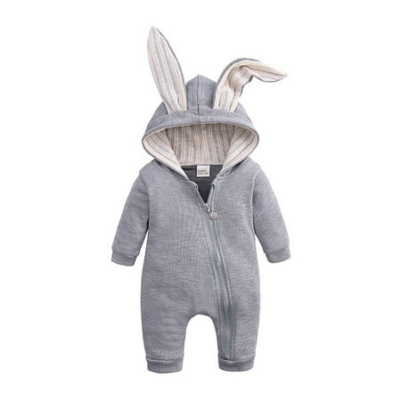 

Newborn Infant Baby Boys Girls Cute Solid Warm Romper Hooded Outfits Set CHMORA