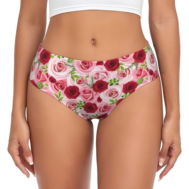 Balery Rose Flowers Ropa Interior de Algodón para Mujer con Dibujo – Braguitas Cómodas y Elásticas, Estilo Clásico-X-Large