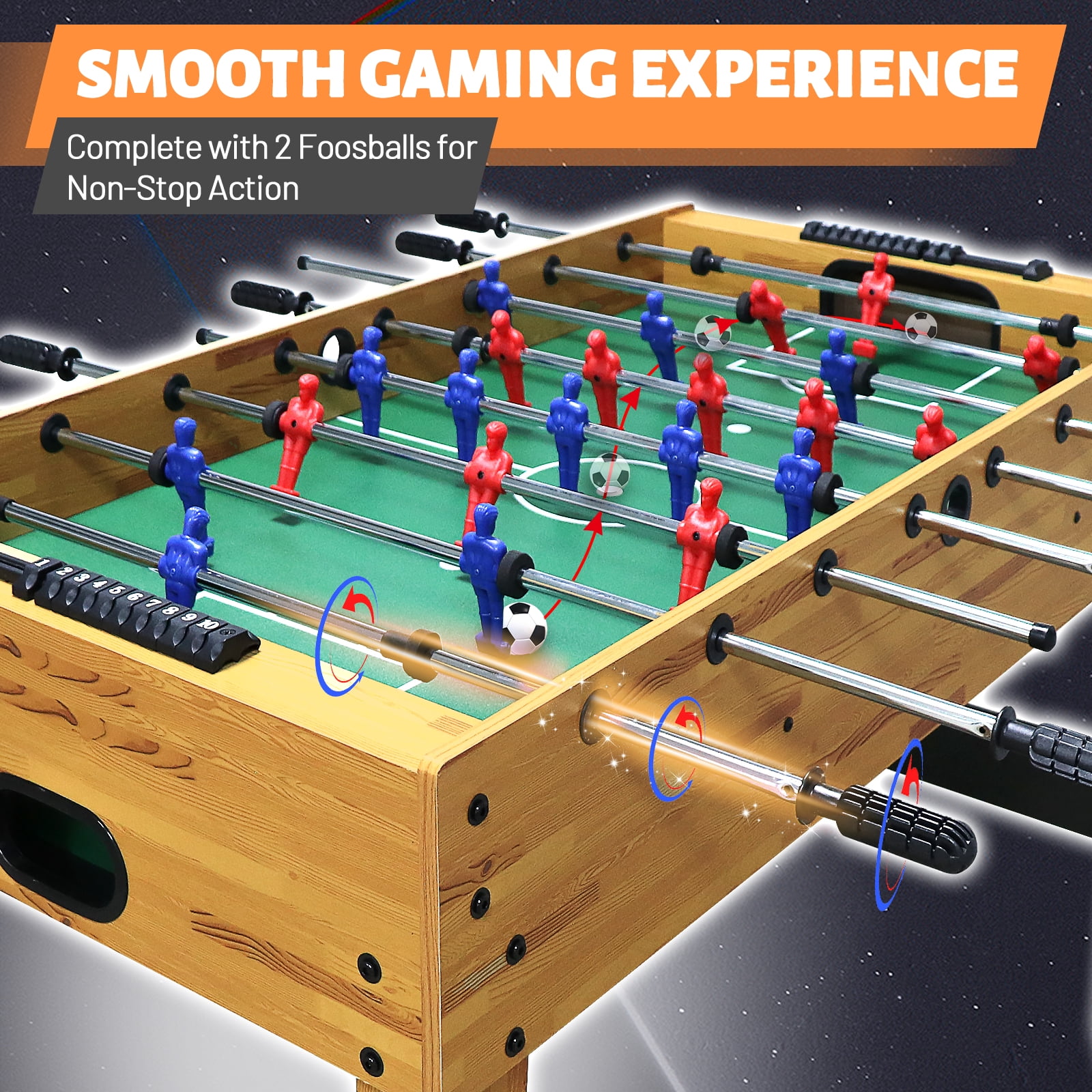 Seydrey 48-Inch Full-Size Foosball Table, Stand-Alone Soccer Set
