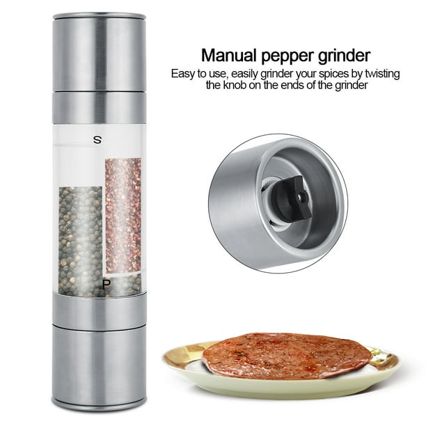 Spices Mill,Stainless Steel 2 in Stainless Steel Pepper Grinder Manual