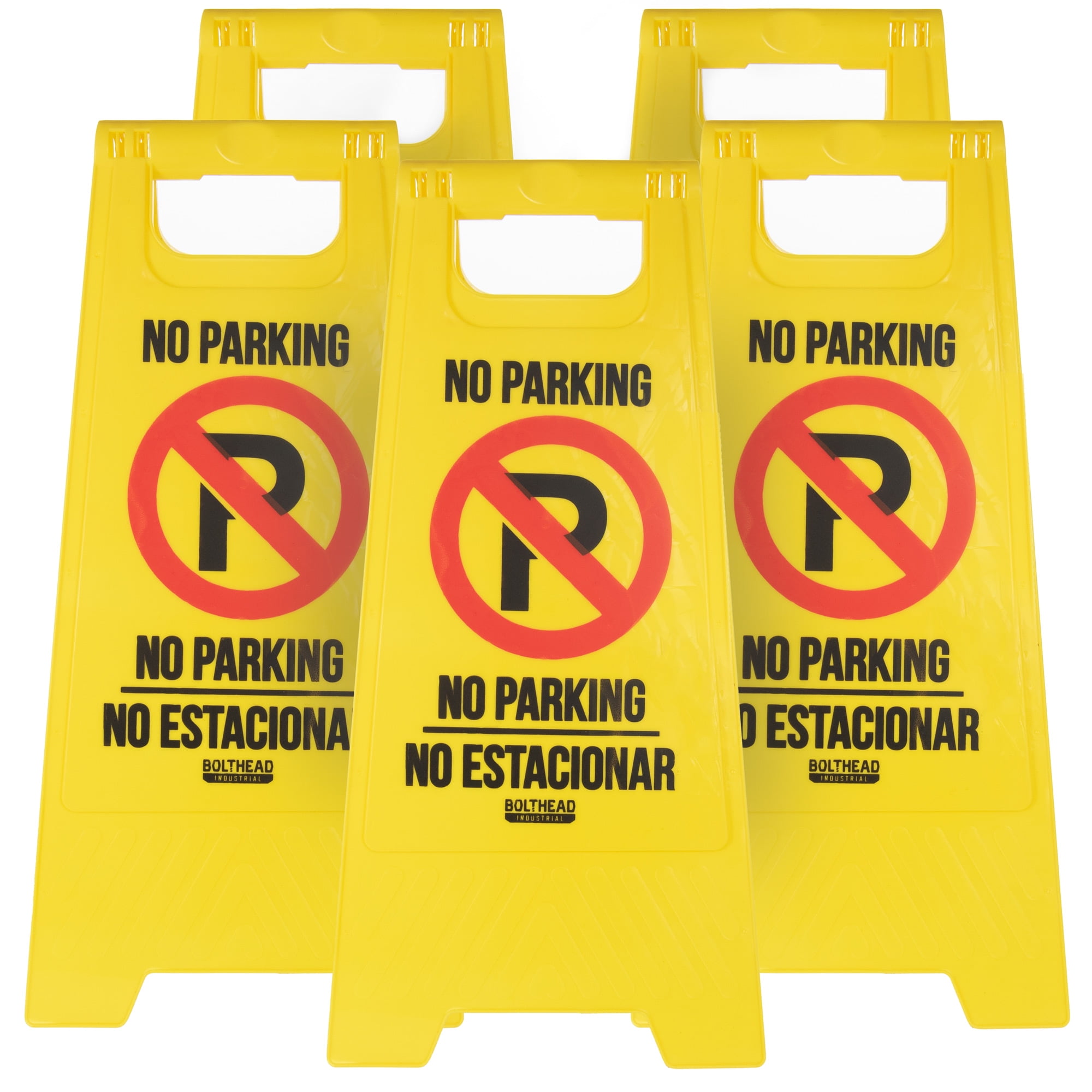 No Parking Signs, 5pack Visible Yellow Sign with English & Spanish
