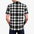 thumbnail image 3 of Balery White And Black Plaid Printed Men’s Short Sleeve Polo Shirt, Midweight Men's Shirt,Golf Polo shirts -4X-Large, 3 of 8