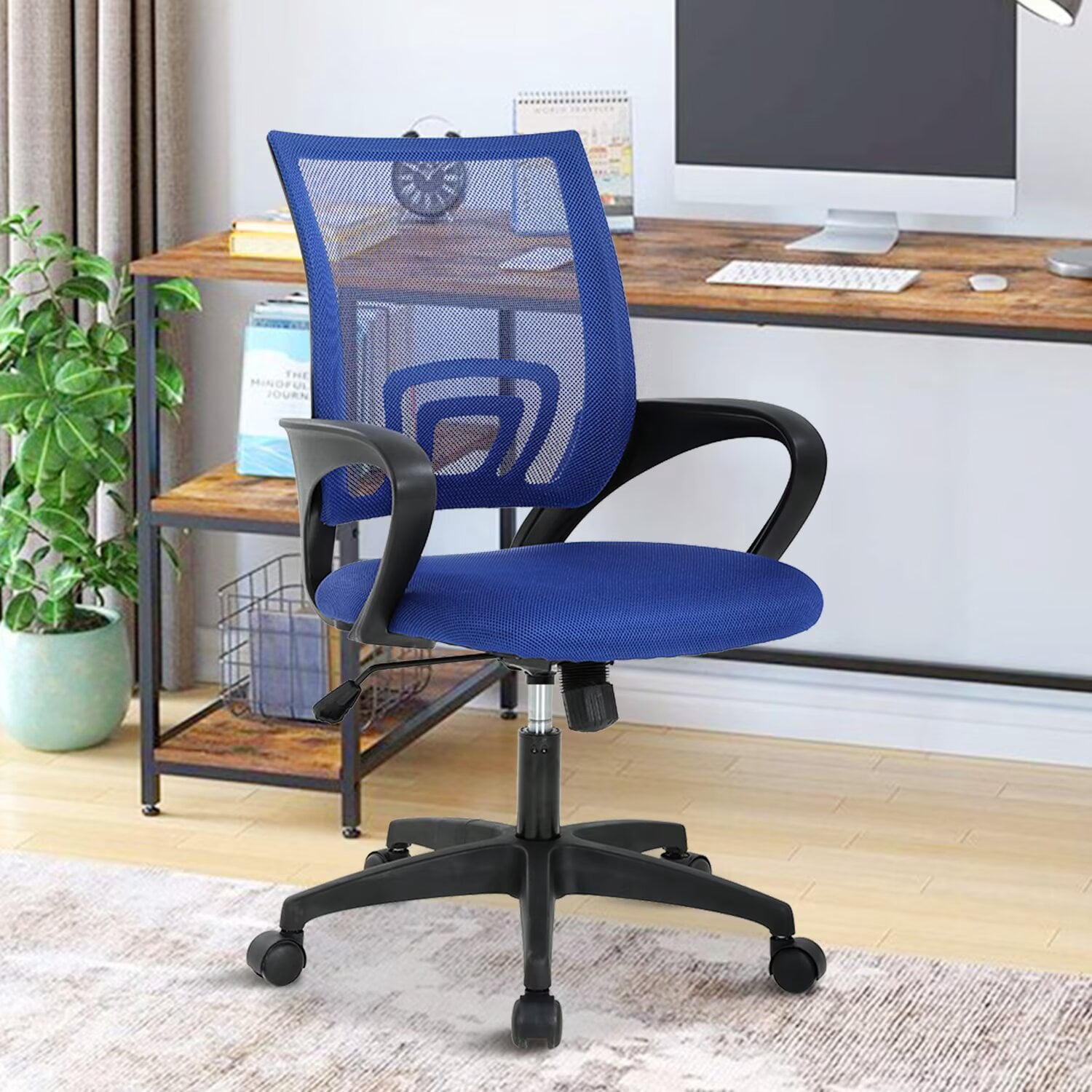 YRLLENSDAN,Ergonomic Office Chair,Home Office Desk Chairs,Swivel Desk Chair,with Handrails,Adjustable Height,Suitable for Offices and Bedrooms,Blue