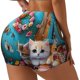 thumbnail image 1 of Balery Whimsical Cats and Flowers Scene Pantalones cortos de entrenamiento estampados para mujer, sin costuras, ajustados, para gimnasio, yoga, correr, deportes, ejercicio activo, fitness.-X-Large, 1 of 8