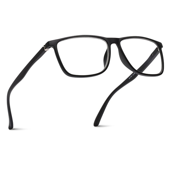 2SeeLife Wide Square Reading Glasses for Men – Large Frame Premium Readers, Lightweight TR-90 Frame, Spring Hinges, Medium-Wide Fit, Black Matte, 1.00