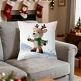 thumbnail image 4 of Beautynvta Christmas Pillow Cover, 18x18 Inch, Winter Reindeer Pattern Decorative Throw Pillow Case, Soft Fabric Holiday Cushion Cover for Sofa Coush Bed Home Decor, 4 of 6