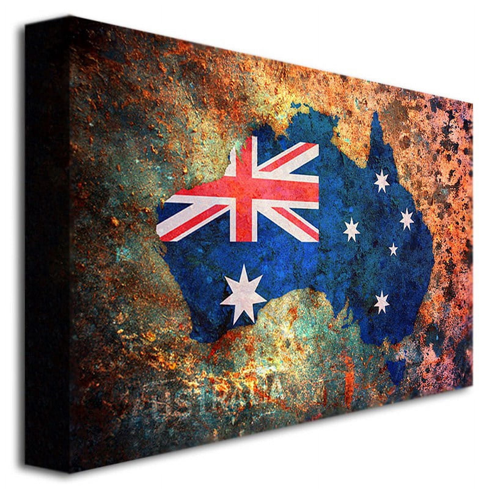 Trademark Art "Australia Flag Map" Canvas Wall Art by Michael Tompsett