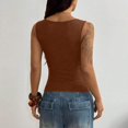 thumbnail image 4 of Minjewel Women's Tank Tops Casual Stylish Slim Fit Sleeveless Metal Eyelets Square Neck for Summer Night Beach,Khaki 3XL, 4 of 4