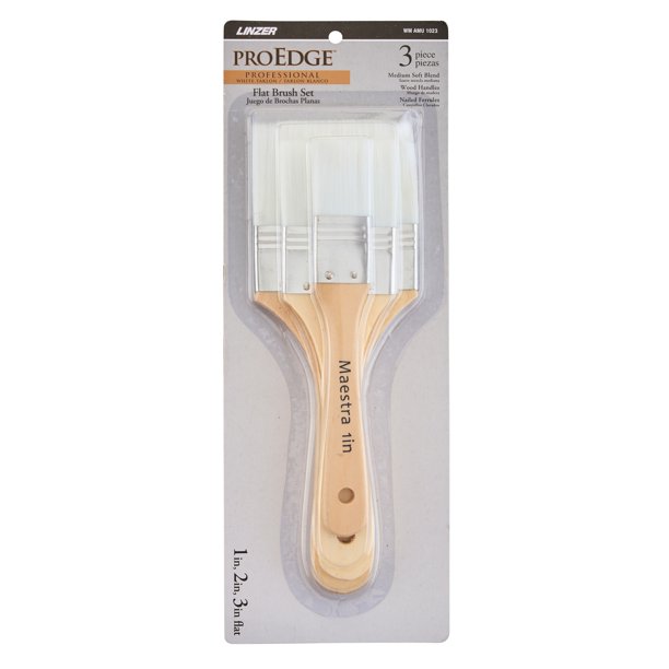 ProEdge by Linzer 3Piece Taklon Flat Paint Brush Set