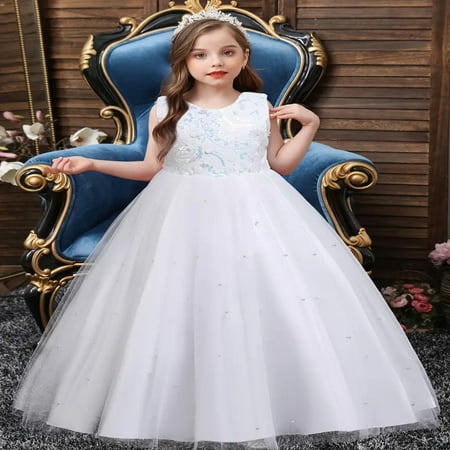 

SHENZHHONGCYC Elegant and stunning sleeveless princess dress for girls ideal outfit for Christmas evening party and festive occasions chic and sparkling attire for young fashionistas to