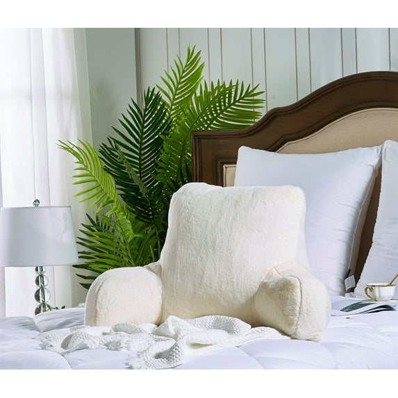Home Soft Things Faux Fur Bedrest - Egret - 20" x 18" x 17"