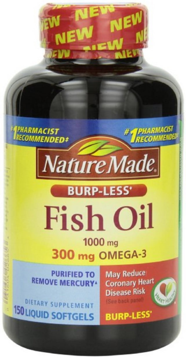 Nature Made BurpLess Fish Oil, 1000mg, Liquid Softgels 150 ea (Pack of