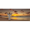 thumbnail image 2 of Frank, Assaf 32x16 White Modern Wood Framed Museum Art Print Titled - Angel on the beach at sunset, 2 of 4