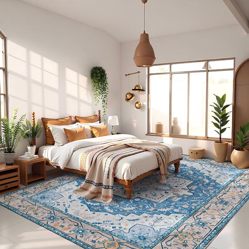 TECHVIDA 5x7 Area Rugs for Living Room Rugs, Modern Abstract Machine Washable Vintage Rugs,Non Slip Carpet,Modern Carpet for Bedroom Dining Room Farmhouse Home