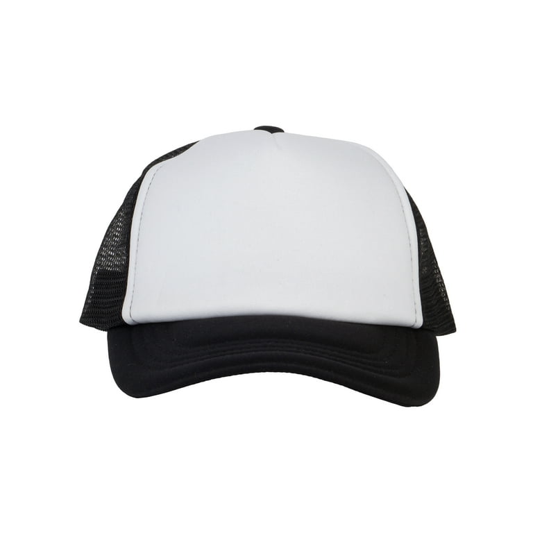 Trucker Youth White/Black Baseball Cap - Kids Headwear Top Hat Snapback