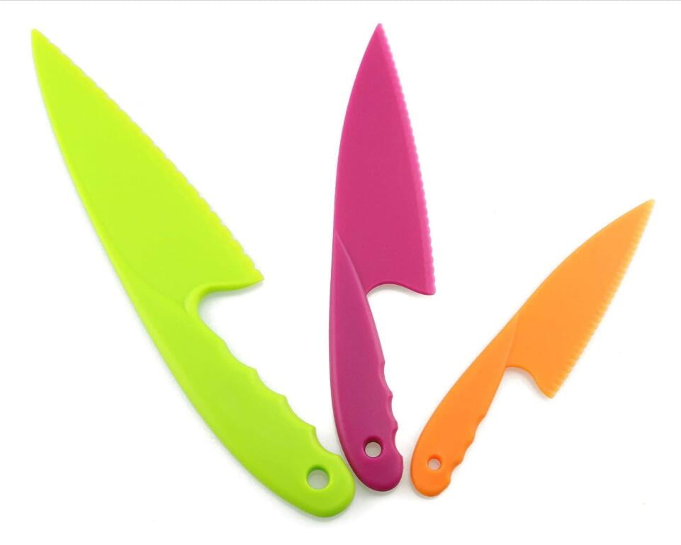 Cribun 3 Pieces Kid Plastic Kitchen Knife Set Children's Safe Cooking