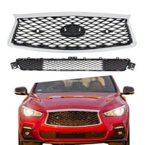 ONEPI Chrome Front Grill Lower Grill Kit Compatible with INFINITI Q50 Sport 2018 2019 2020 2021 2022 Models, No Emblem