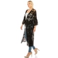 thumbnail image 3 of Long Boho Kimono Crochet Cardigan Lacy Tie Front Black, 3 of 4
