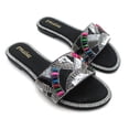 thumbnail image 7 of GJPBGK Women’s Embellished Slide Sandals Open Toe Flat Sandals Rhinestone Beaded Slip On Summer Sandals Fashion Casual Sandals for Beach, Vacation & Daily Wear, 7 of 7