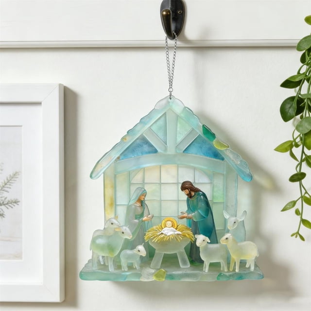 Nativity Scene Pendant, Durable Zinc Alloy Christmas Ornament for Tree and Home Decor