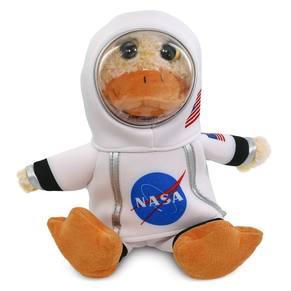 DolliBu Sitting Yellow Duck Astronaut Plush Toy - Super Soft Farm Life Astronaut Stuffed Animal Plush with Space Helmet and NASA Astronaut Suit, Cute Spaceman Doll Decor for Girls and Boys - 9 Inch
