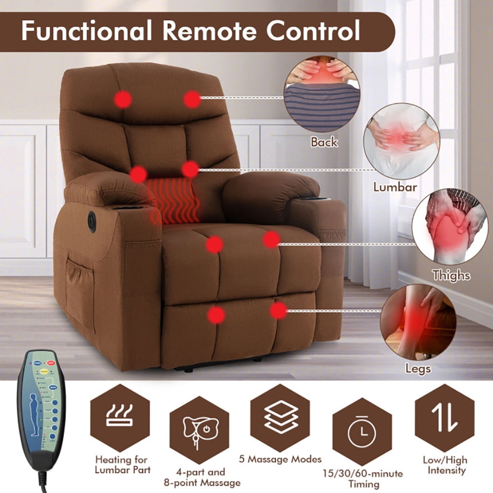 Finihen Electric Power Lift Massage Recliner, Electric Power Lift Recliner Chair with Adjustable Backrest and Footrest, for Living Room, Bedroom, Brown Finihen Electric Power Lift Massage Recliner, Electric Power Lift Recliner Chair with Adjustable Backrest and Footrest, for Living Room, Bedroom, Brown