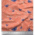 thumbnail image 1 of Soimoi Orange Modal Satin Fabric Dot & Butterfly Decor Fabric Printed Yard 42 Inch Wide, 1 of 3
