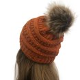 thumbnail image 3 of MIASHUI Winter Colorful Pom Pom Knit Solid Color Slouchy Beanie with Ball Warm Lined Cap Orange, 3 of 3