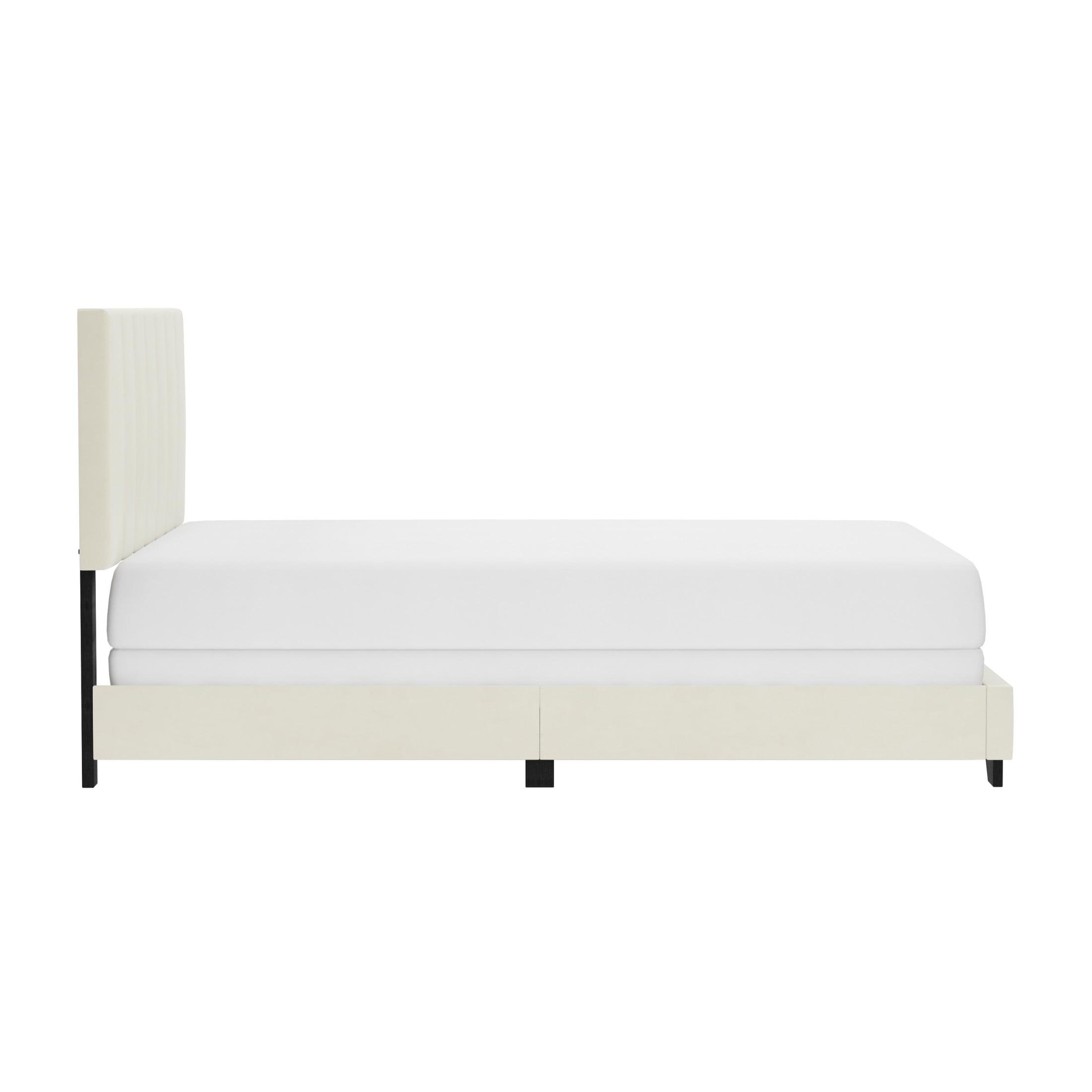 Reece Channel Stitched Upholstered Queen Bed, Ivory, by Hillsdale Living Essentials
