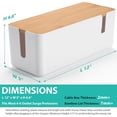 thumbnail image 3 of Cable Management Box with Bamboo Lid, White Cable Box Small Cord Hider Box Cord Organizer Box to Conceal Surge Protector, Desk/TV/Computer Wires, Power Strip Box Cord Management Box for Tidy Space, 3 of 10