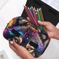 thumbnail image 7 of Hirioo Colorful Wolf Head for Large Grid Mesh Pencil Case with Zipper Stationery Organizer Case, 7 of 7
