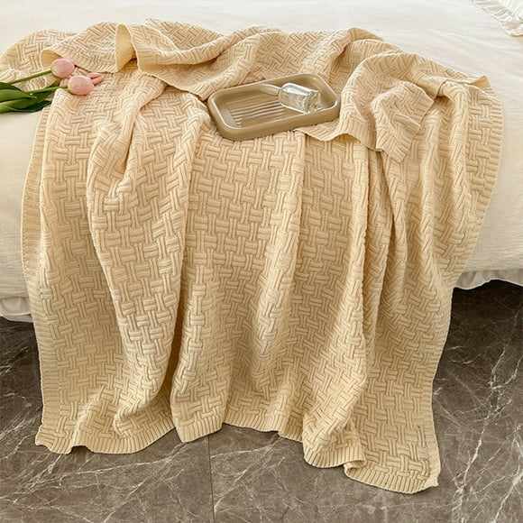 ABPWLY Chunky Knit Blanket Throw Hand Knitted Throw Blanket Soft Thick Yarn Cable Knit Blanket Cute Rope Knot Crochet Throw Blankets for Couch Bed Sofa Clearance Large Throw Blanket Canada Days