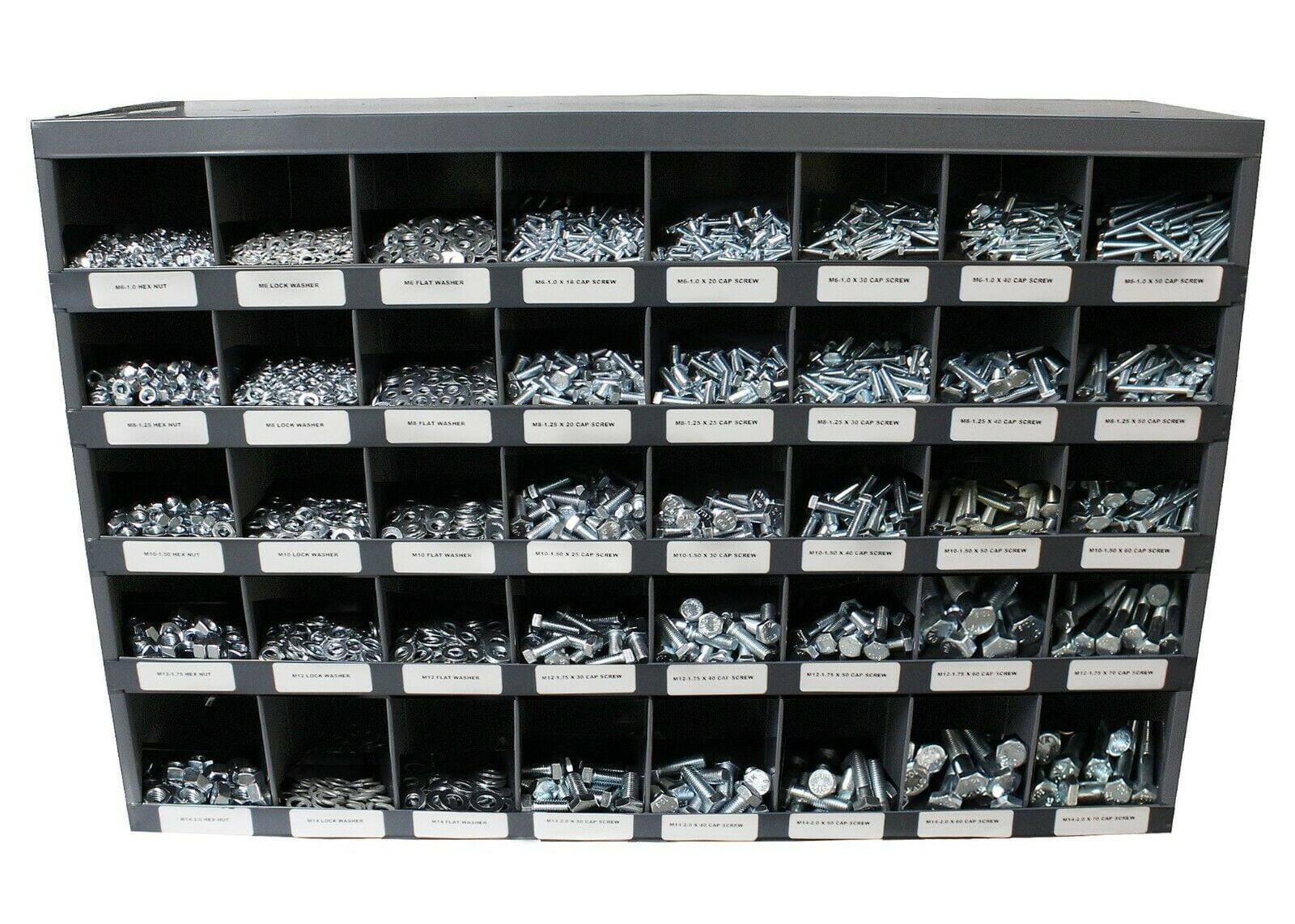 3,925 piece Metric Class 8.8 Nut Bolt & Washer Assortment with Metal Bin